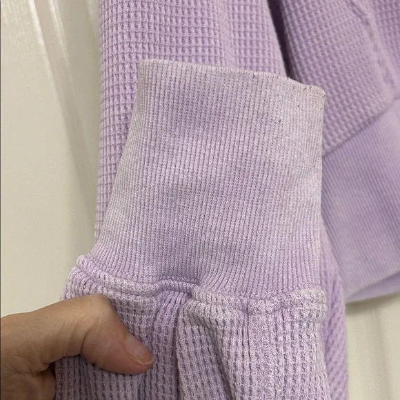 Hippie Rose Lavender Waffle Knit Quarter-Zip Crop Top with Long Sleeves M ptp 21 - Picture 7 of 13
